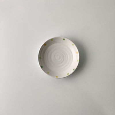 Japanese Dot Ceramic Plate Set Small Breakfast & Dessert Plates Irregular Oval & Round Porcelain Dishware