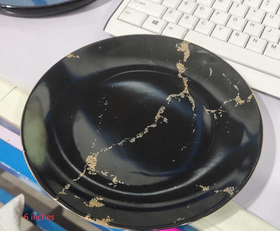 Western Ceramic Steak Plate with Gold Rim Elegant Dinner Serving Dish for Steak, Pasta & Main Course