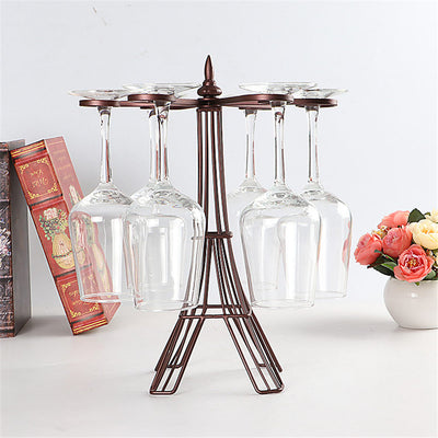 Iron Wine Glass Holder Rack Hanging Goblet Storage Stand for Home, Bar & Hotel Display (26×15×33cm)