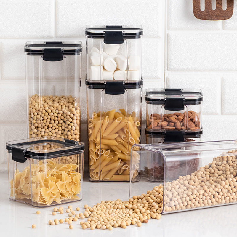 Transparent Grain Storage Container with Lid Airtight PET Food Storage Box (460ML–1800ML)