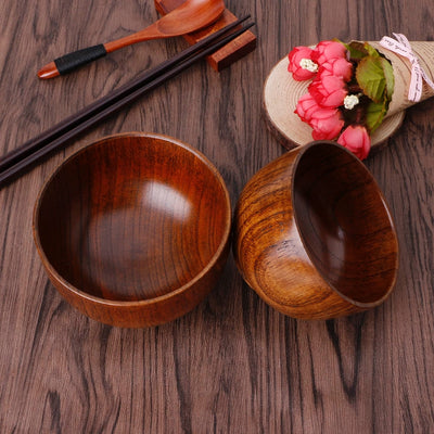 Natural Wooden Round Bowl Set Eco-Friendly Serving Bowl for Coffee, Tea, Snacks & Hotel Use (Multiple Sizes)