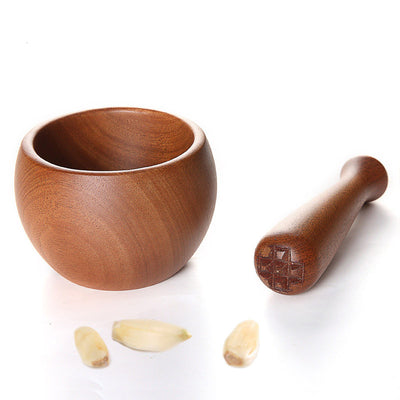 Wooden Garlic Masher & Crusher Traditional Kitchen Tool for Easy Garlic & Spice Grinding