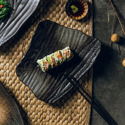 Creative Irregular Sushi Plate Minimalist Porcelain Serving Dish for Sushi, Snacks & Appetizers