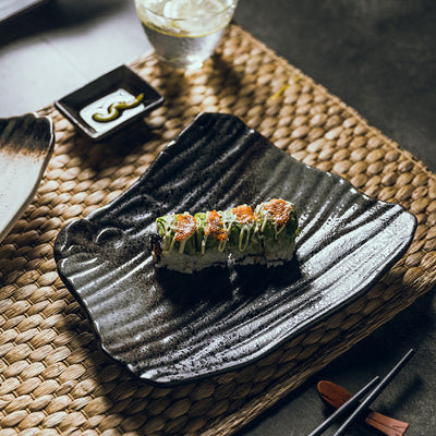 Creative Irregular Sushi Plate Minimalist Porcelain Serving Dish for Sushi, Snacks & Appetizers