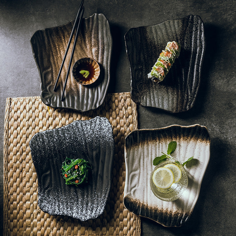Creative Irregular Sushi Plate Minimalist Porcelain Serving Dish for Sushi, Snacks & Appetizers