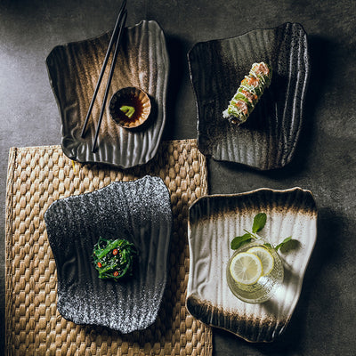 Creative Irregular Sushi Plate Minimalist Porcelain Serving Dish for Sushi, Snacks & Appetizers
