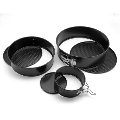 3PCS Non-Stick Springform Cake Pan Set Round Carbon Steel Baking Molds for Tiered Cakes