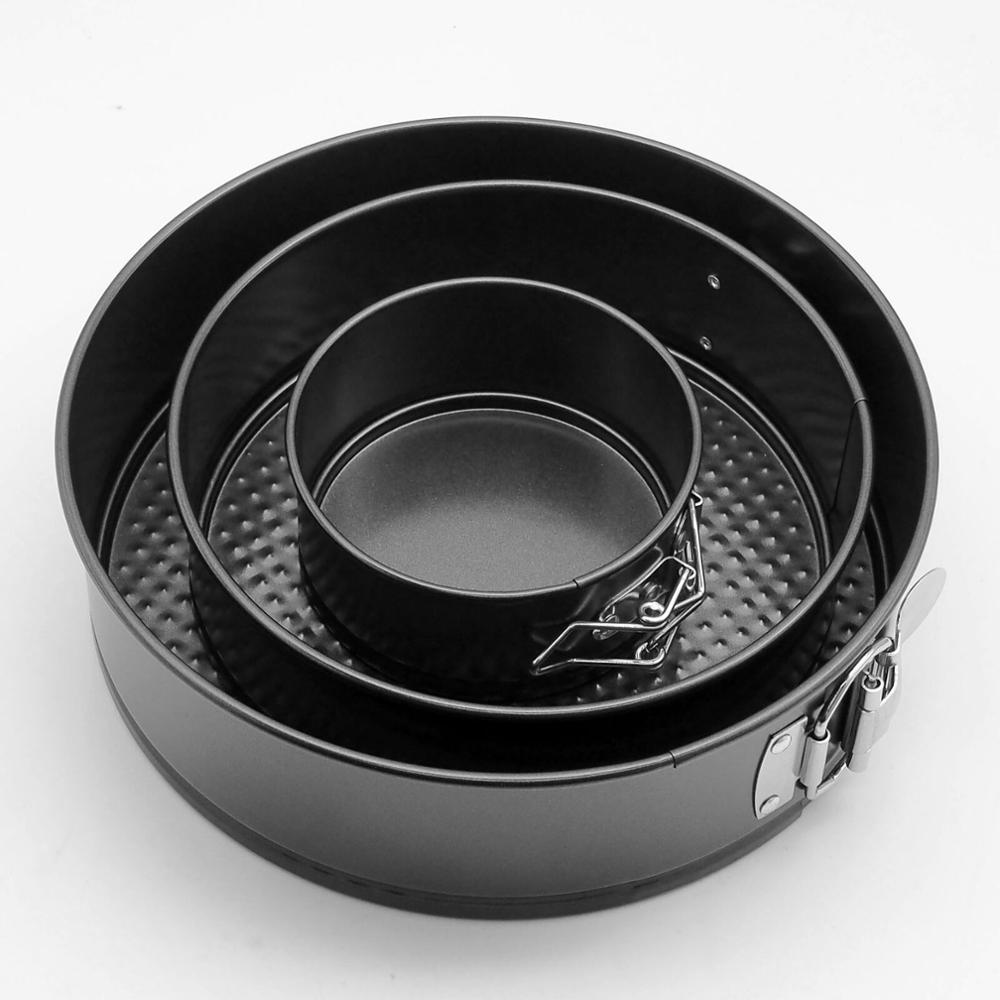3PCS Non-Stick Springform Cake Pan Set Round Carbon Steel Baking Molds for Tiered Cakes