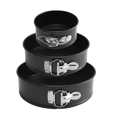 3PCS Non-Stick Springform Cake Pan Set Round Carbon Steel Baking Molds for Tiered Cakes