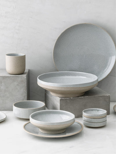 Nordic Porcelain Dinnerware Set Flat Plates, Bowls & Sauce Dish Collection Minimalist Tableware Set