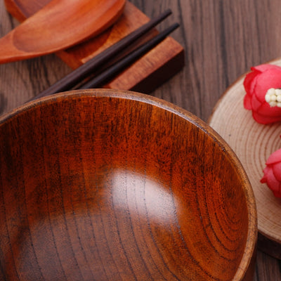 Natural Wooden Round Bowl Set Eco-Friendly Serving Bowl for Coffee, Tea, Snacks & Hotel Use (Multiple Sizes)