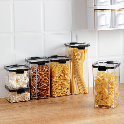 Transparent Grain Storage Container with Lid Airtight PET Food Storage Box (460ML–1800ML)