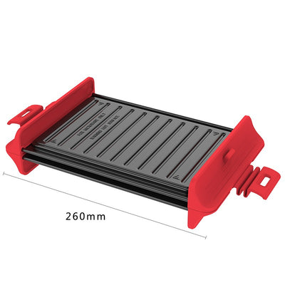 Multi-Purpose Double-Sided Grill Pan Non-Stick Microwave BBQ Tray for Meat, Sandwich & Smokeless Cooking