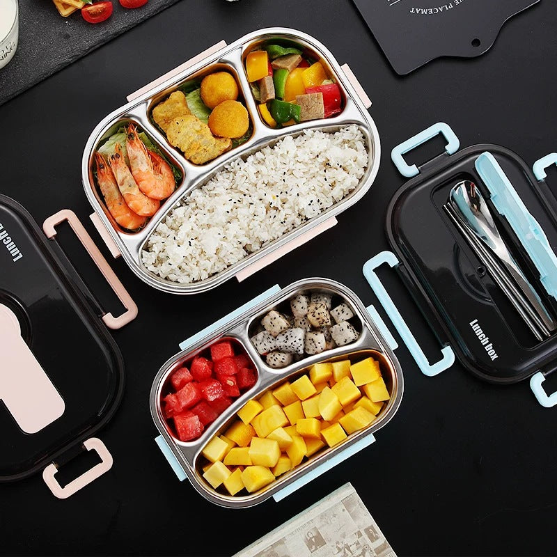 Insulated Stainless Steel Lunch Box with Compartments Leakproof Japanese Style Bento Box for School, Office & Travel