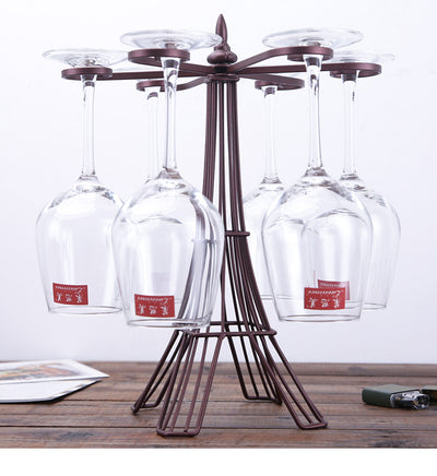 Iron Wine Glass Holder Rack Hanging Goblet Storage Stand for Home, Bar & Hotel Display (26×15×33cm)