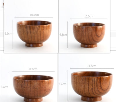 Natural Wooden Round Bowl Set Eco-Friendly Serving Bowl for Coffee, Tea, Snacks & Hotel Use (Multiple Sizes)