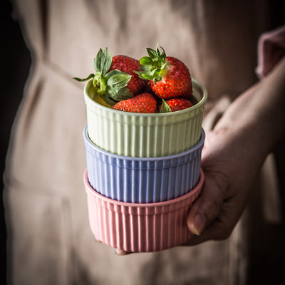 Nordic Style Ceramic Baking Bowl with Lid Mini Porcelain Oven Dish for Desserts, Sauces & Sides