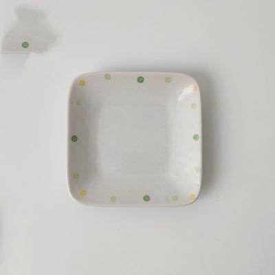 Japanese Dot Ceramic Plate Set Small Breakfast & Dessert Plates Irregular Oval & Round Porcelain Dishware