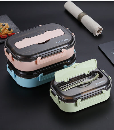 Insulated Stainless Steel Lunch Box with Compartments Leakproof Japanese Style Bento Box for School, Office & Travel
