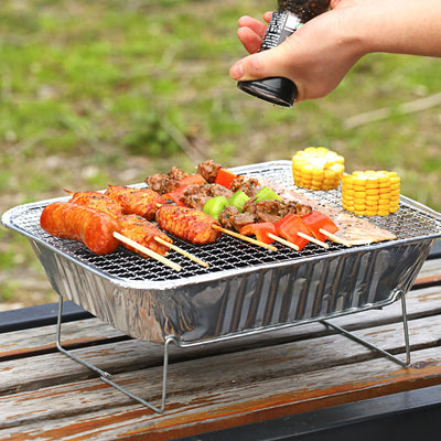 Portable Charcoal BBQ Grill Set Compact Outdoor Barbecue Stove with Charcoal & Skewers for 3–5 People