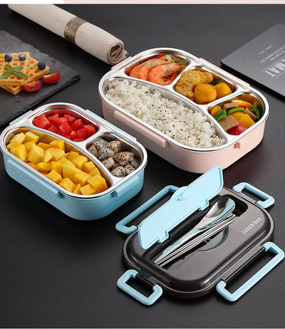 Insulated Stainless Steel Lunch Box with Compartments Leakproof Japanese Style Bento Box for School, Office & Travel