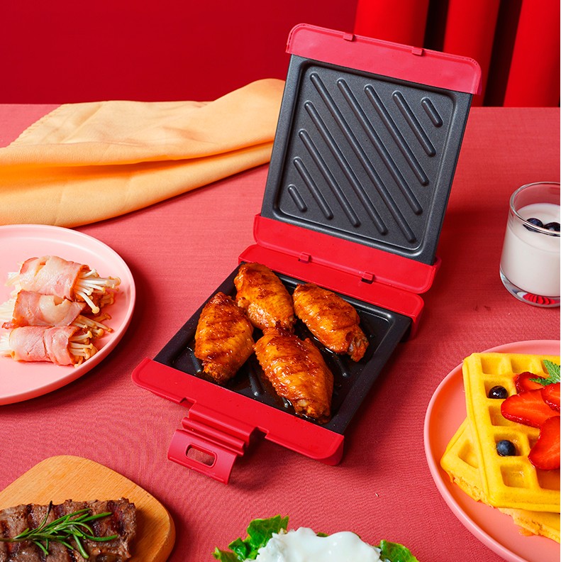 Multi-Purpose Double-Sided Grill Pan Non-Stick Microwave BBQ Tray for Meat, Sandwich & Smokeless Cooking