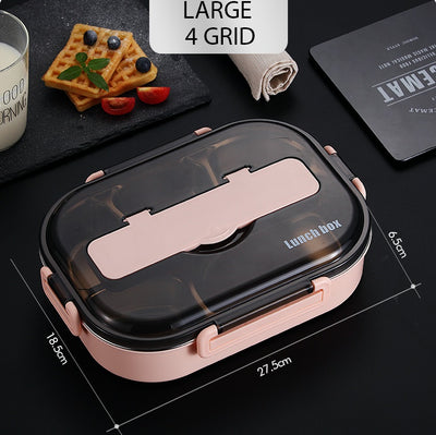 Insulated Stainless Steel Lunch Box with Compartments Leakproof Japanese Style Bento Box for School, Office & Travel