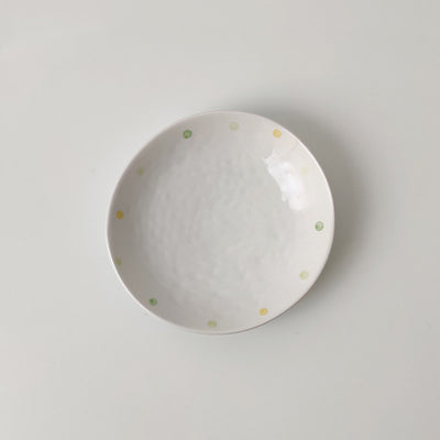 Japanese Dot Ceramic Plate Set Small Breakfast & Dessert Plates Irregular Oval & Round Porcelain Dishware