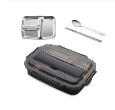 Insulated Stainless Steel Lunch Box with Compartments Leakproof Japanese Style Bento Box for School, Office & Travel