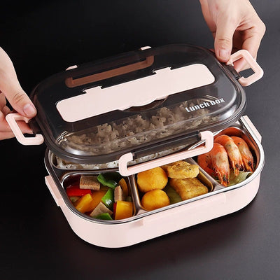 Insulated Stainless Steel Lunch Box with Compartments Leakproof Japanese Style Bento Box for School, Office & Travel