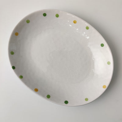 Japanese Dot Ceramic Plate Set Small Breakfast & Dessert Plates Irregular Oval & Round Porcelain Dishware