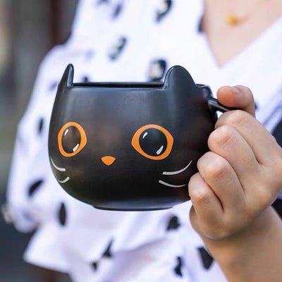 Pumpkin Covered Ceramic Mug with Spoon Creative Cat Shape Couple Gift Cup 301–400ml