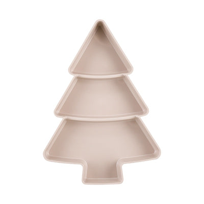 4PCS Christmas Tree Ceramic Plate Set Holiday Snack Tray with Bamboo Stand Festive Serving Dish & Decoration
