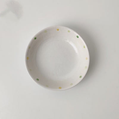 Japanese Dot Ceramic Plate Set Small Breakfast & Dessert Plates Irregular Oval & Round Porcelain Dishware