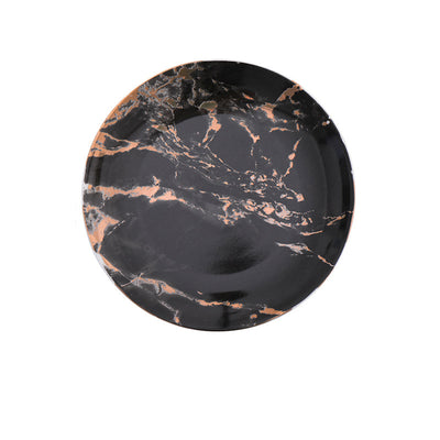 Western Ceramic Steak Plate with Gold Rim Elegant Dinner Serving Dish for Steak, Pasta & Main Course